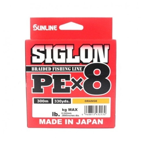 Sunline Siglon PE x8 Orange Colour 300m Braid Fishing Line - Choose Lb