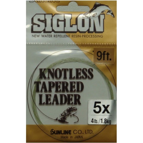 Sunline Siglon 9ft Knotless Fly fishing Tapered Leader - Choose Size