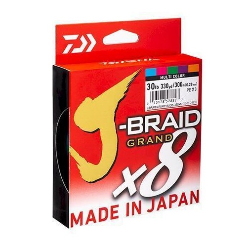 Daiwa J Braid Grand x8 300m Multi Colour PE Fishing Line - Choose Lb