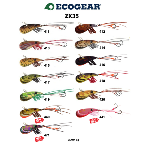 Ecogear Tourn't Bream Sp Blade ZX-35 5.0g Shrimp Blade Fishing Lure - Choose Colour