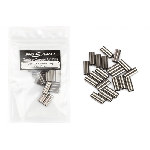 Hook'em Double Copper Crimps 20x Fishing Line Sleeve - Choose Your Size