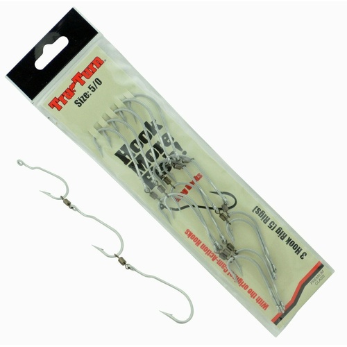 TRU Turn Gang Hooks Fishing Hooks Tackle 3 Hook Rig x 5 Rigs Truturn - Choose Size