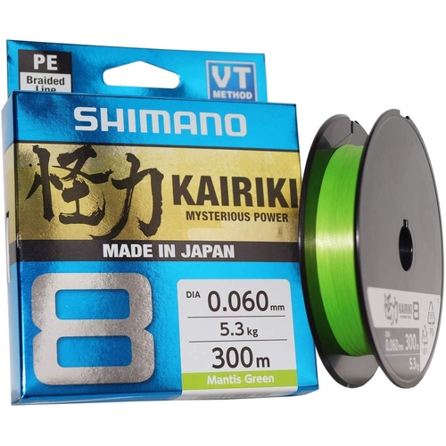 Shimano Kairiki PE Braid Line 8 300m Mantis Green - Choose Lb