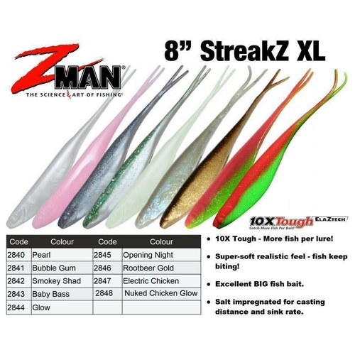 ZMan StreakZ XL 8'' Jerkbait Soft Plastic Fishing Lure - Choose Colour