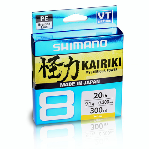 Shimano Kairiki 8 Braided Fishing Line 300m Yellow - Choose Lb