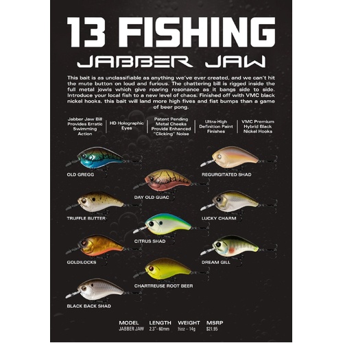 13 Fishing Jabber Jaw 60mm Floating Hard Body Fishing Lure - Choose Colour