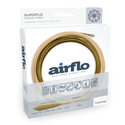 Airflo Superflo Ridge 2.0 Power Taper Camo Green Caddis Floating Fly Fishing Line - Choose Weight