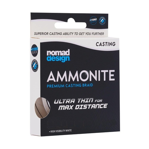 Nomad Design Ammonite 300yd White Casting Braid Fishing Line - Choose Lb