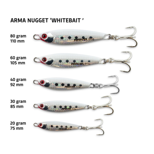 Arma Nugget Whitebait Metal Casting Fishiing Jig  - Choose Weight