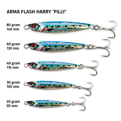 Arma Flash Harry Pilly Colour Metal Casting Fishing Jig - Choose Weight