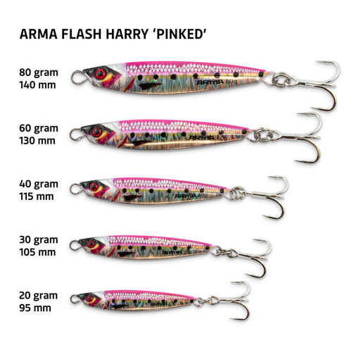 Arma Flash Harry Pinked Colour Metal Casting Fishing Jig - Choose Weight