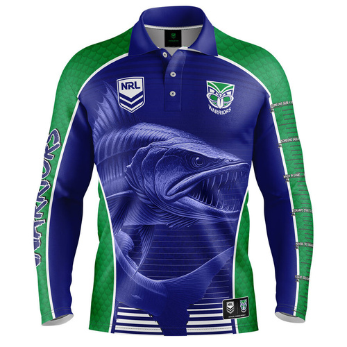 New Zealand Warriors Barracuda Fishing Shirt Ruby Union Football By Ashtabula