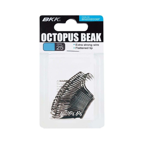 BKK Octopus Beak Black Bait Fishing Hook 25 Bulk Pack - Choose Size