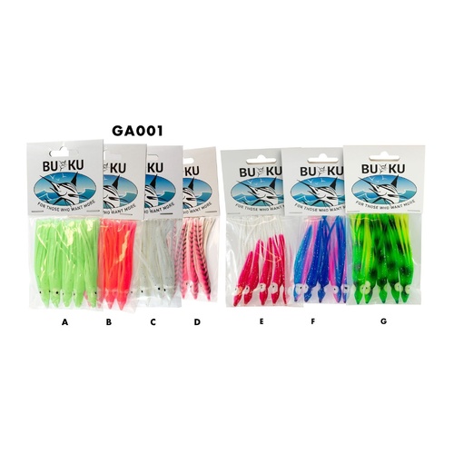 Buku 3.5" Soft Octopus Squid Skirt Trolling Jig Game Fishing Lure - Choose Colour
