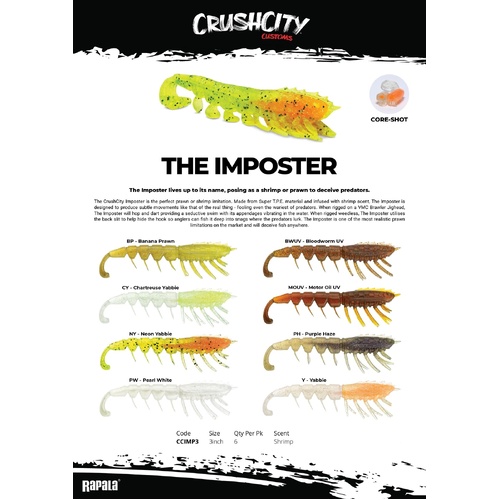 Rapala Crush City Imposter 3" Soft Plastic Fishing Lure - Choose Colour