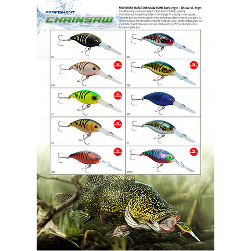 Profishent Chainsaw 65mm Crankbait Hard Body Fishing Lure - Choose Colour