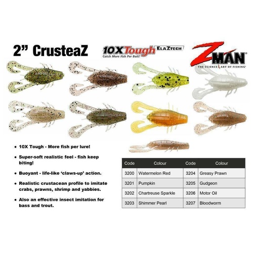 Zman CrusteaZ 2" Finesse Soft Plastic Fishing Lure - Choose Colour