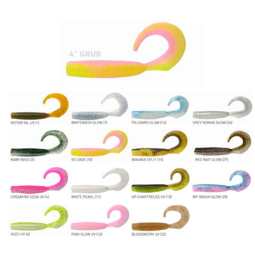 Daiwa 2020 BaitJunkie 4" Grub Soft Plastic Fishing Lure Bait Junkie - Choose Colour