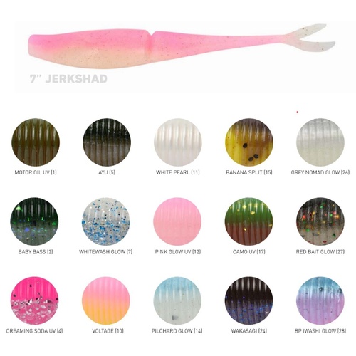 Daiwa 2020 BaitJunkie 7" Jerkshad Soft Plastic Fishing Lure Bait Junkie - Choose Colour