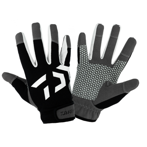 Daiwa Offshore Fishing Gloves Black UV Protection Heavy Duty - Choose SIze