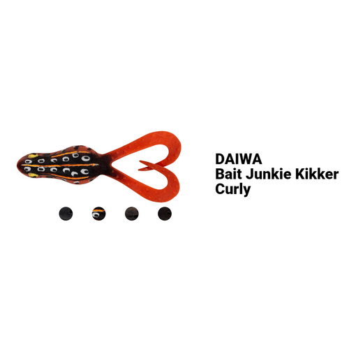 Daiwa 2021 BaitJunkie Kikker Curly Frog Soft Plastic Surface Fishing Lure Bait Junkie - Choose Colour