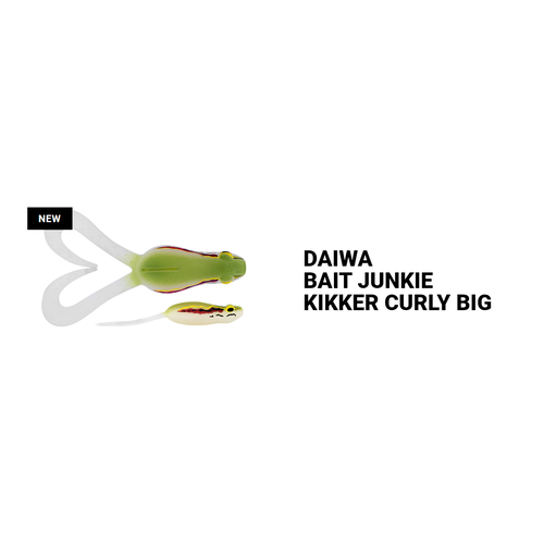 Daiwa 2023 BaitJunkie Kikker Curly Big Frog Soft Plastic Surface Fishing Lure Bait Junkie - Choose Colour