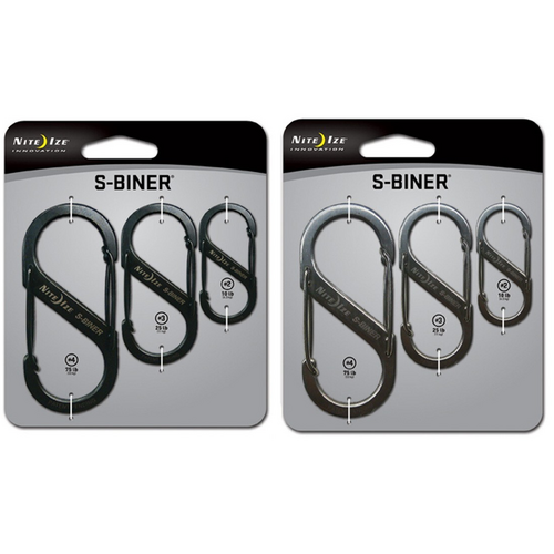 Nite Ize S-Biner Slidelock Stainless Steel Combo (3 Pack) - Choose Colour