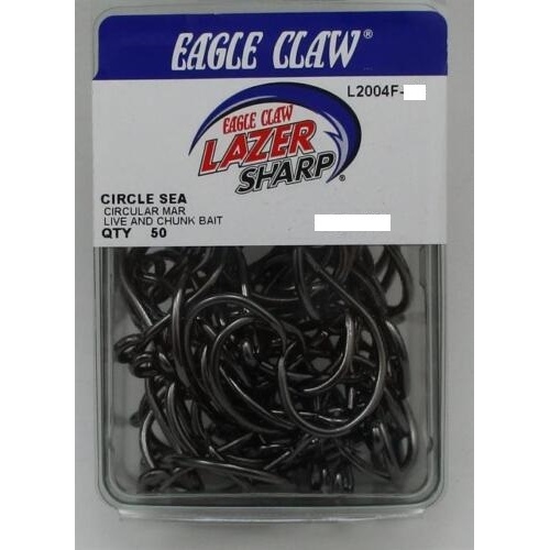 Eagle Claw L2004 Lazer Sharp Mid Wire Circle Fishing Hook 50 Pack - Choose Size