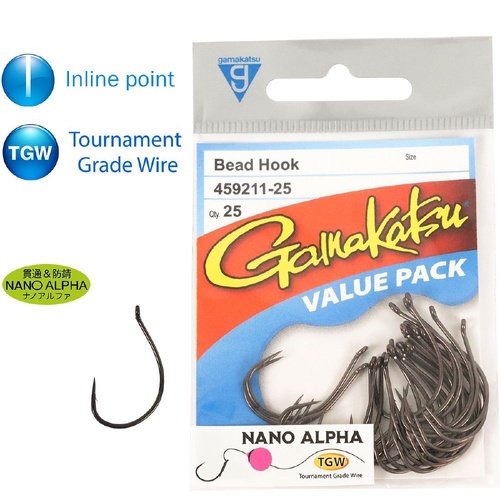 Gamakatsu Bead Nano Alpha Coating Value Pack (25 Hooks) Fishing Hook - Choose Size