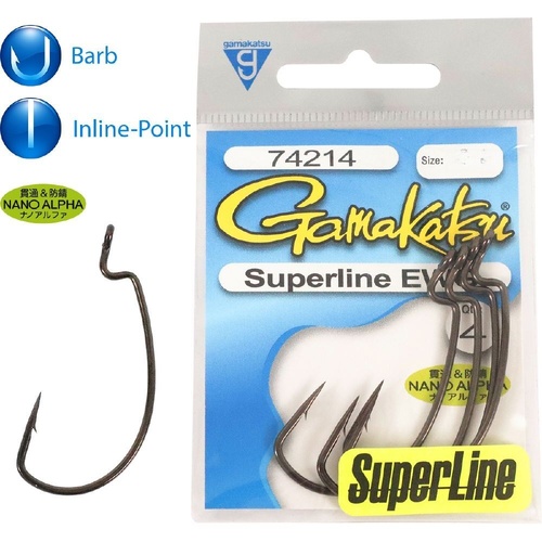 Gamakatsu Worm Superline EWG Nano Alpha Coating Pre Pack Fishing Hook - Choose Size