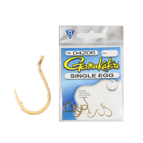 Gamakatsu Single Egg Gold Colour Fishing Hook - Choose Size