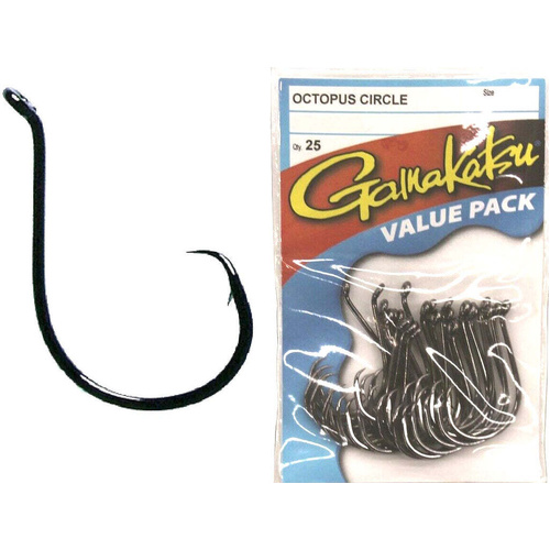 Gamakatsu Octopus Circle Fishing Hook Value Pack (25 Hooks) - Choose Size