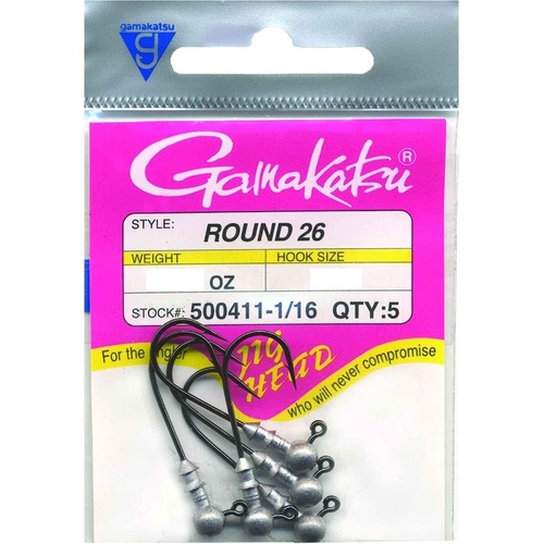 Gamakatsu Round 26 Heavy Duty Wire Fishing Jig Head - Choose Weight &amp; Hook Size