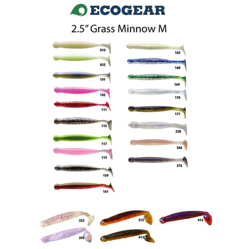 Ecogear Grass Minnow M 2.5" Soft Plastic FIshing Lure - Choose Colour