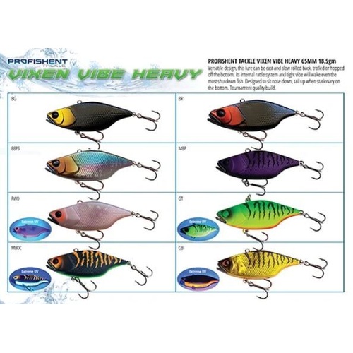 Profishent Vixen Vibe Heavy 65mm Hard Body Fishing Lure - Choose Colour