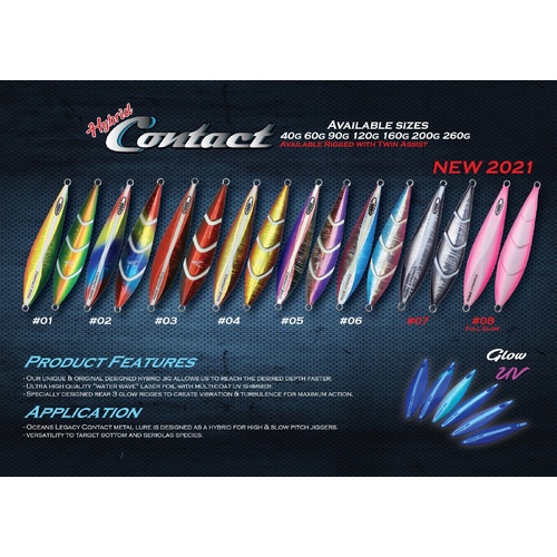 Ocean's Legacy Hybrid Contact 120g Rigged Metal Fishing Jig - Choose Colour