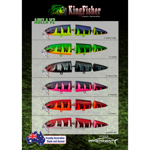 KingFisher Abela 200mm Surface Joint Timber Fishing Lure - Choose Colour