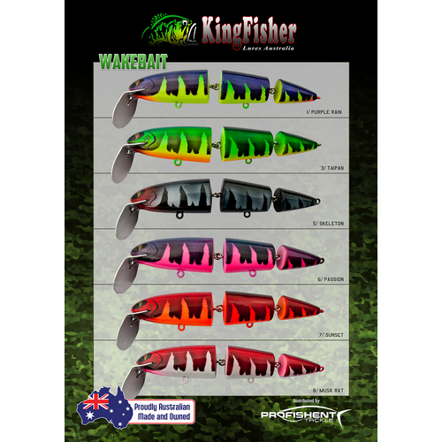 KingFisher WakeBait V4 220mm Surface Joint Timber Fishing Lure - Choose Colour