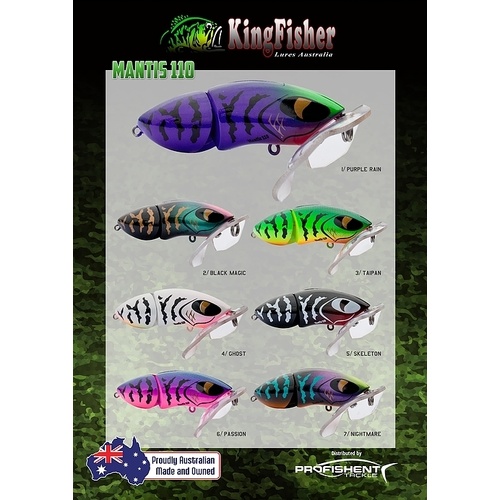 KingFisher Mantis 110mm Surface Joint Timber Fishing Lure - Choose Colour