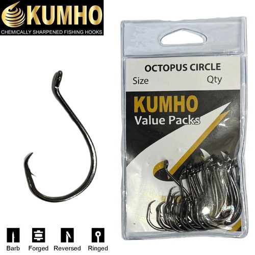 Kumho Octopus Circle Fishing Hook Bulk Value Pack - Choose Size
