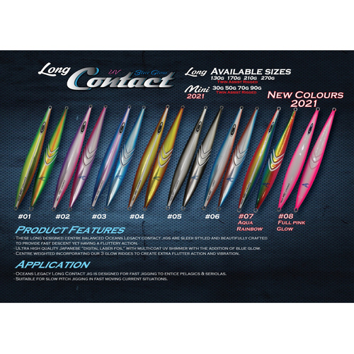 Ocean's Legacy Long Contact 70g Rigged Metal Fishing Jig - Choose Colour