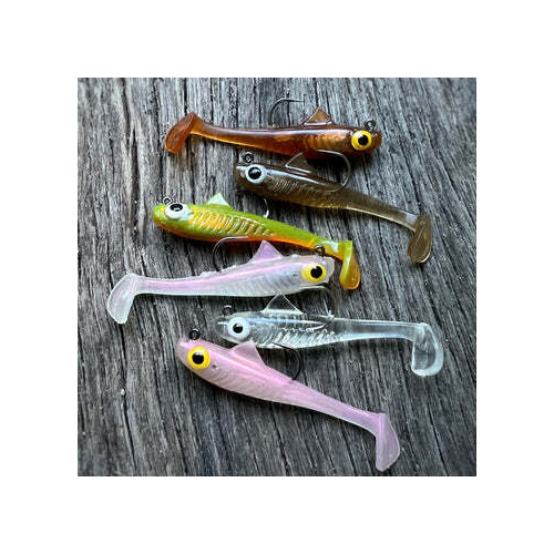 MMD Microbait 55mm Rigged Paddle Tail Soft Plastic Fishing Lure - Choose Weight &amp; Colour