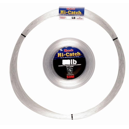 MoMoi Hi-Catch Standard 50m Clear Monofilament Fishing Leader - Choose Lb