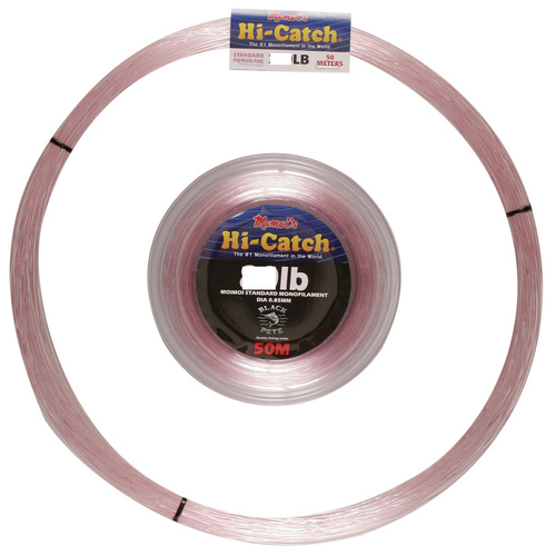 Momoi Hi-Catch Standard 50m Pink Monofilament Fishing Leader - Choose Lb
