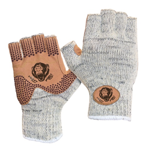 Fish Monkey Woolly Tan Colour Half Finger Fishing HJunting Gloves - Choose Size