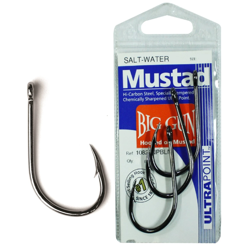 Mustad 10829NPBLN Big Gun Heavy Duty Live Bait Fishing Hook Pre Pack - Choose Size