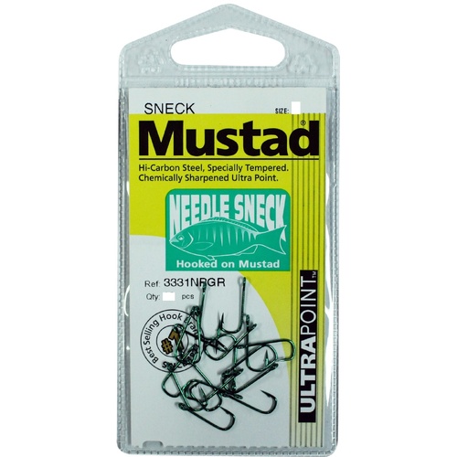 Mustad Needle Sneck Weed Fishing Hook 3331NPGR Pre Pack - Choose Size