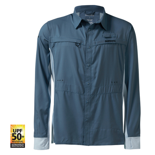 Shimano 2022 Pro Stretch Navy Vented Fishing Shirt - Choose Size (SHNAVY)