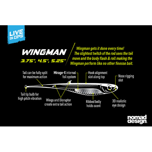 Nomad Design Live Ops Wingman 3.75" Soft Plastic Fishing Lure - Choose Colour