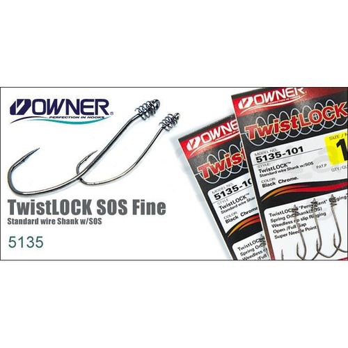 Owner 5135 Twist Lock Standard Wire Shank With SOS Fishing Hook - Choose Size